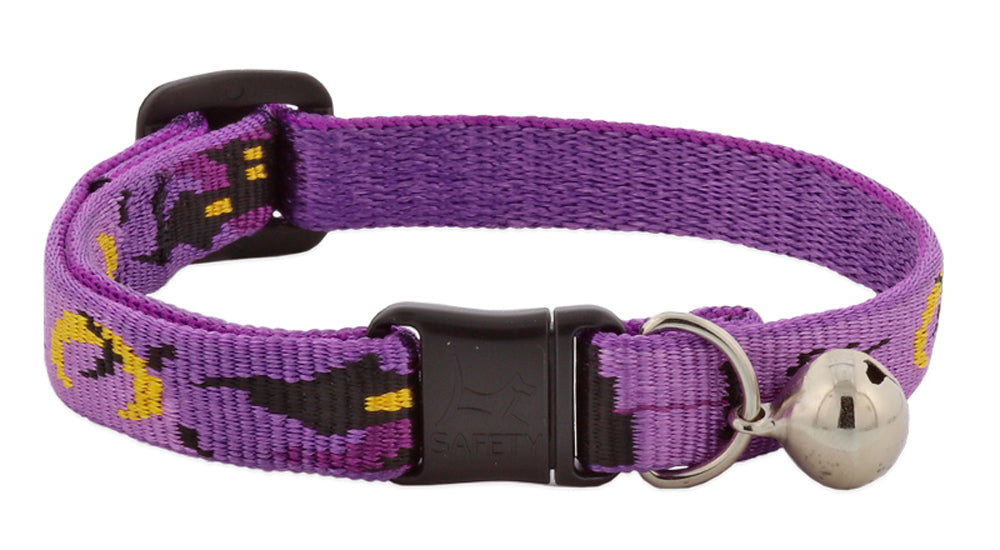 DILLYBUD Leather Cat Collar With Safety Elastic & Bell – Adjustable Star Studs, Purple, 18-23 Cm