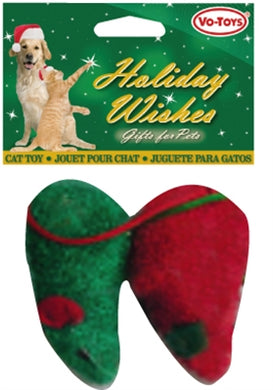 Christmas Red and Green Terry Mice 2-Pack from Cat Supplies and More