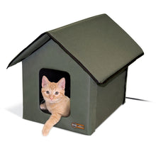 Load image into Gallery viewer, K&amp;H Outdoor Kitty House - Heated - Olive - From Cat Supplies and More