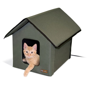 K&H Outdoor Kitty House - Heated - Olive - From Cat Supplies and More