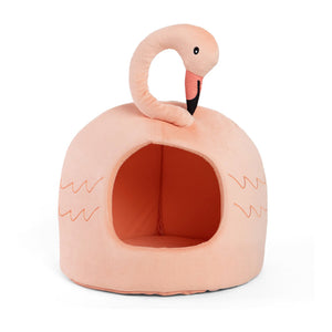 Flamingo Novelty Cat Hut front view from Cat Supplies and More