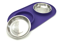 Load image into Gallery viewer, Messy Cats Silicone Double Feeder Purple from Cat Supplies and More