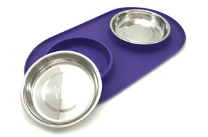 Messy Cats Silicone Double Feeder Purple from Cat Supplies and More