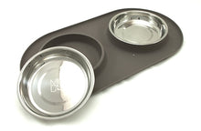 Load image into Gallery viewer,  Messy Cats Silicone Double Feeder Grey from Cat Supplies and More