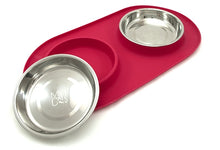 Load image into Gallery viewer, Messy Cats Silicone Double Feeder Red from Cat Supplies and More