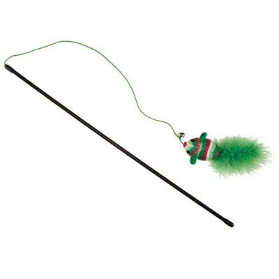 Savvy Tabby Holiday Cat Wand with Mouse - Cat Supplies & More