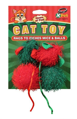 Christmas Rags to Riches Mice and Balls Cat Toys from Cat Supplies and More